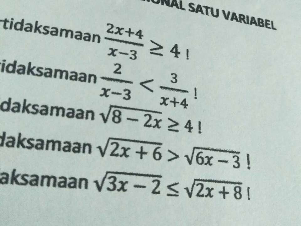 Pertidaksamaan Linear Rasional Dan Irasional